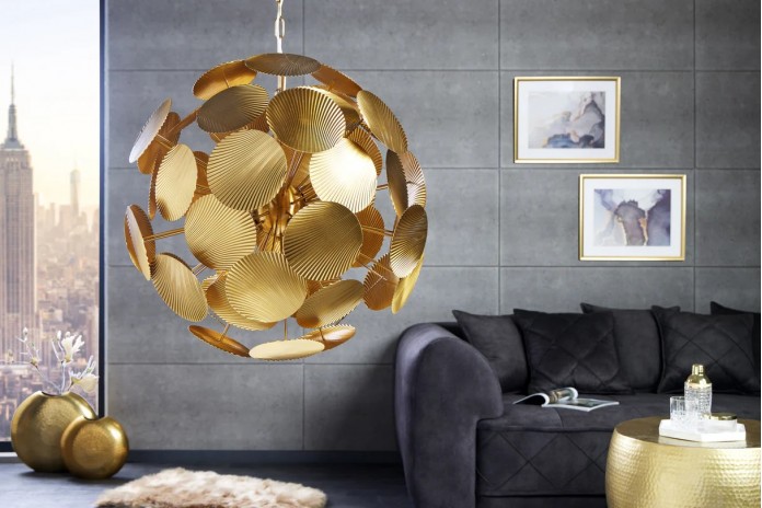 Lampe suspendue pétales métal doré design 63 cm INFINITY