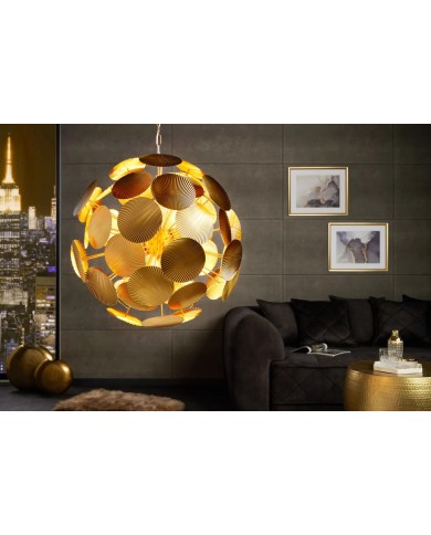 Lampe suspendue pétales métal doré design 63 cm INFINITY