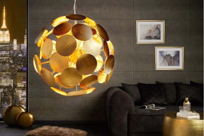 Lampe suspendue pétales métal doré design 63 cm INFINITY