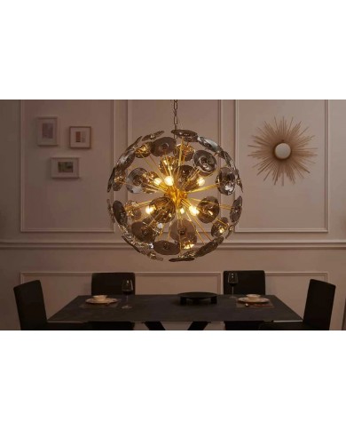 Lampe suspendue pétales verre et acier doré 67 cm INFINITY