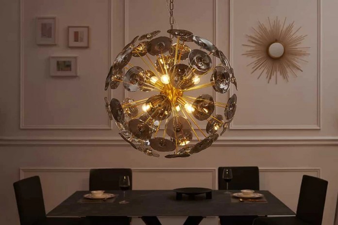 Lampe suspendue pétales verre et acier doré 67 cm INFINITY