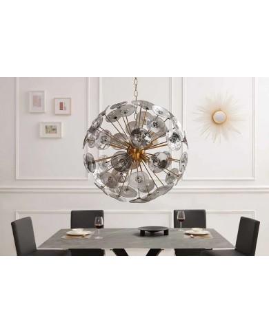 Lampe suspendue pétales verre et acier doré 67 cm INFINITY