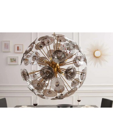 Lampe suspendue pétales verre et acier doré 67 cm INFINITY