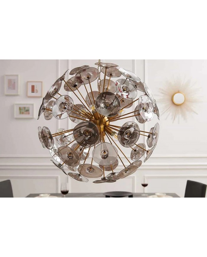 Lampe suspendue pétales verre et acier doré 67 cm INFINITY