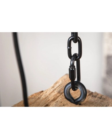 Lampe suspendue en bois recyclé et métal noir avec 3 ampoules 70 cm BARRACUDA