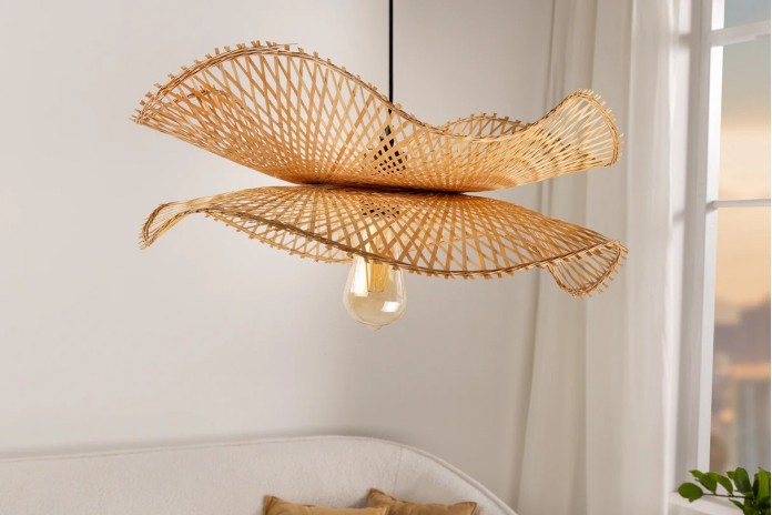 Lampe suspendue en bambou naturel fait main 80 cm ORGANIC LIVING