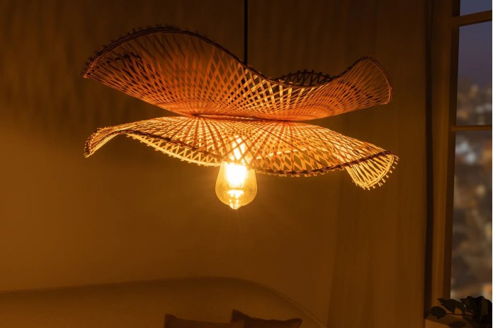 Lampe suspendue en bambou naturel fait main 80 cm ORGANIC LIVING