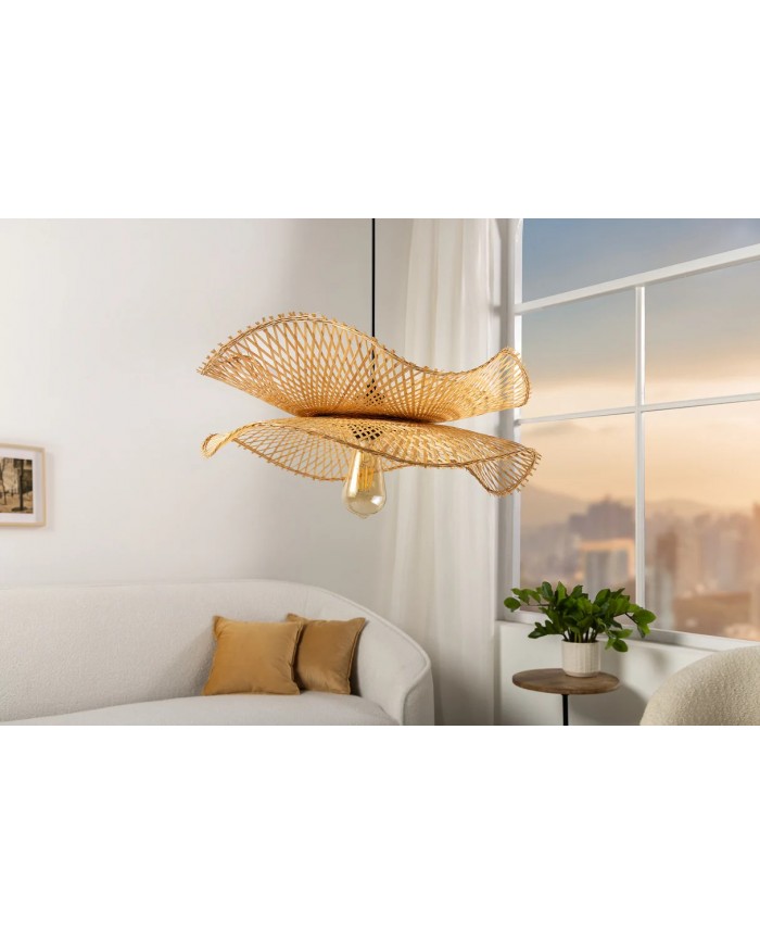 Lampe suspendue en bambou naturel fait main 80 cm ORGANIC LIVING
