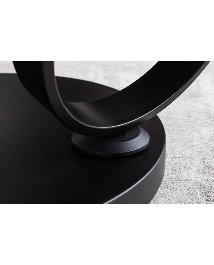 Table Basse Plateau Céramique Pivotant Effet Marbre Blanc pieds en métal noir DANCING 80–135 cm –