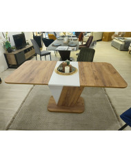 Table design extensible teinte chêne et blanc 80x120 (160) cm DUALIS - MODELE EXPOSITION VENDU EN L'ETAT