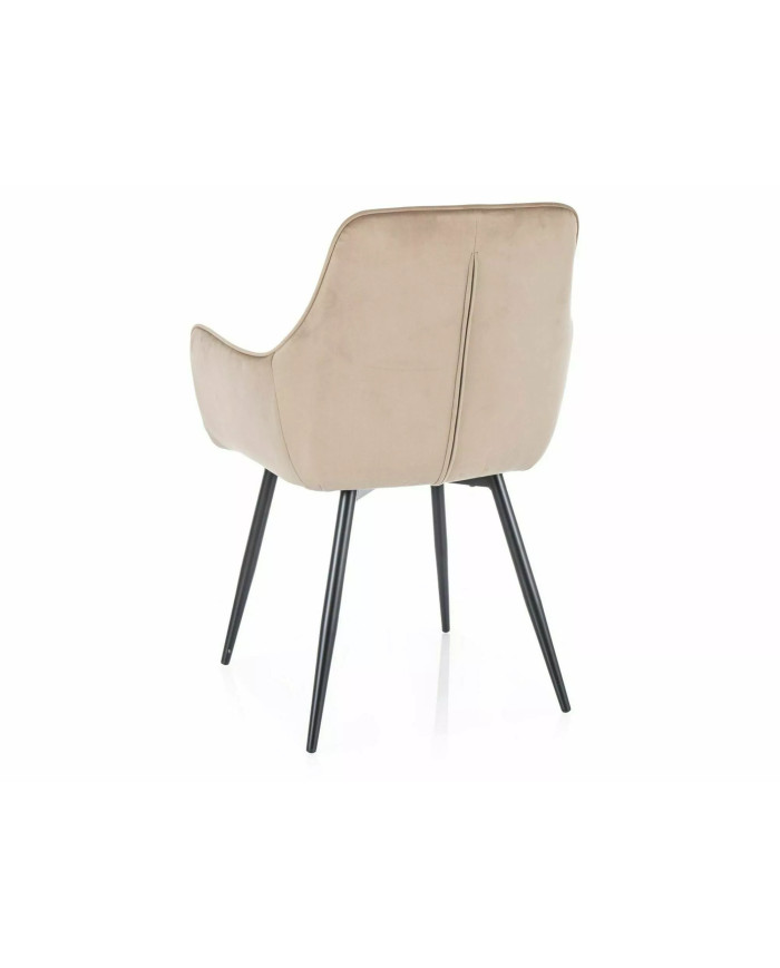 Chaise rembourrée en velours avec pieds en métal Figue