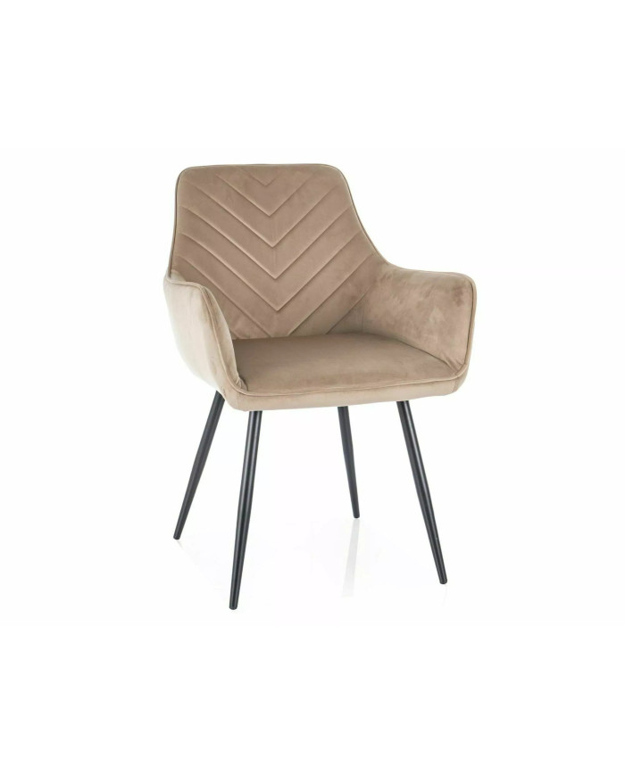 Chaise rembourrée en velours avec pieds en métal Figue