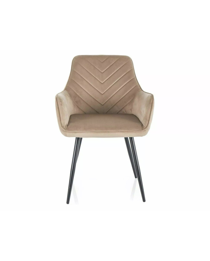Chaise rembourrée en velours avec pieds en métal Figue