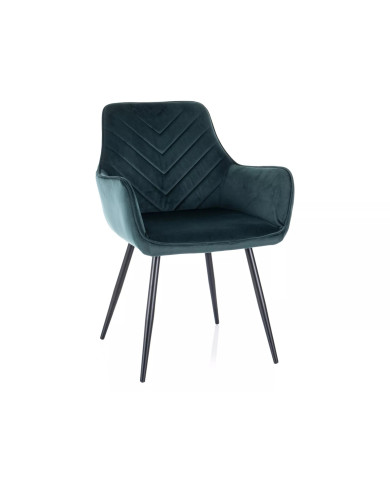 Chaise rembourrée en velours avec pieds en métal Figue