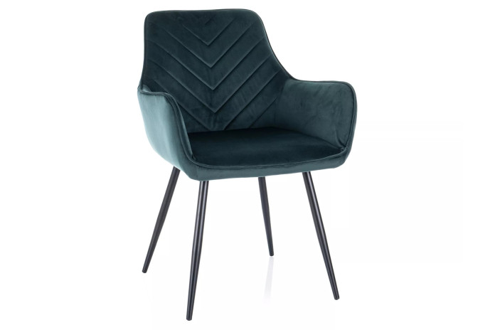 Chaise rembourrée en velours avec pieds en métal Figue