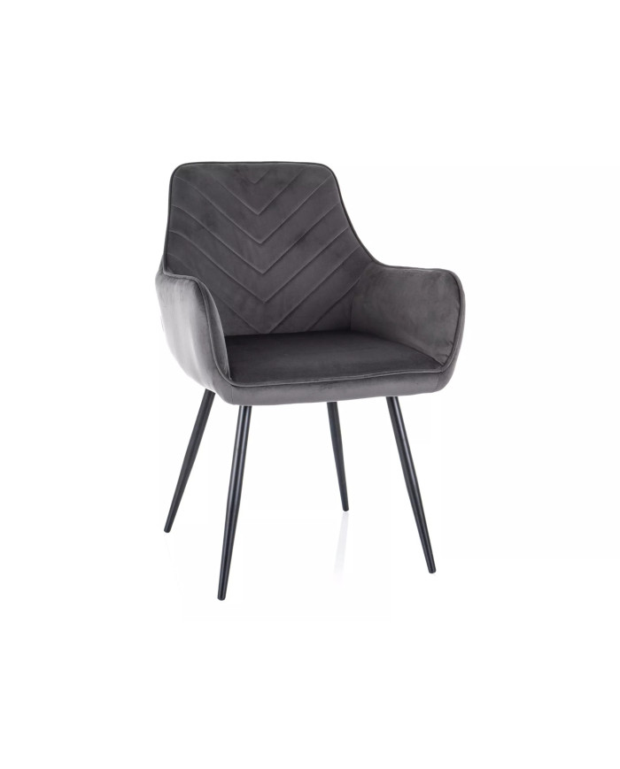 Chaise rembourrée en velours avec pieds en métal Figue