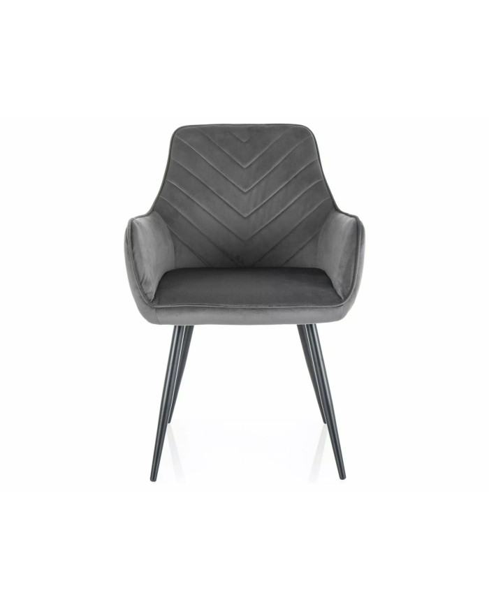 Chaise rembourrée en velours avec pieds en métal Figue