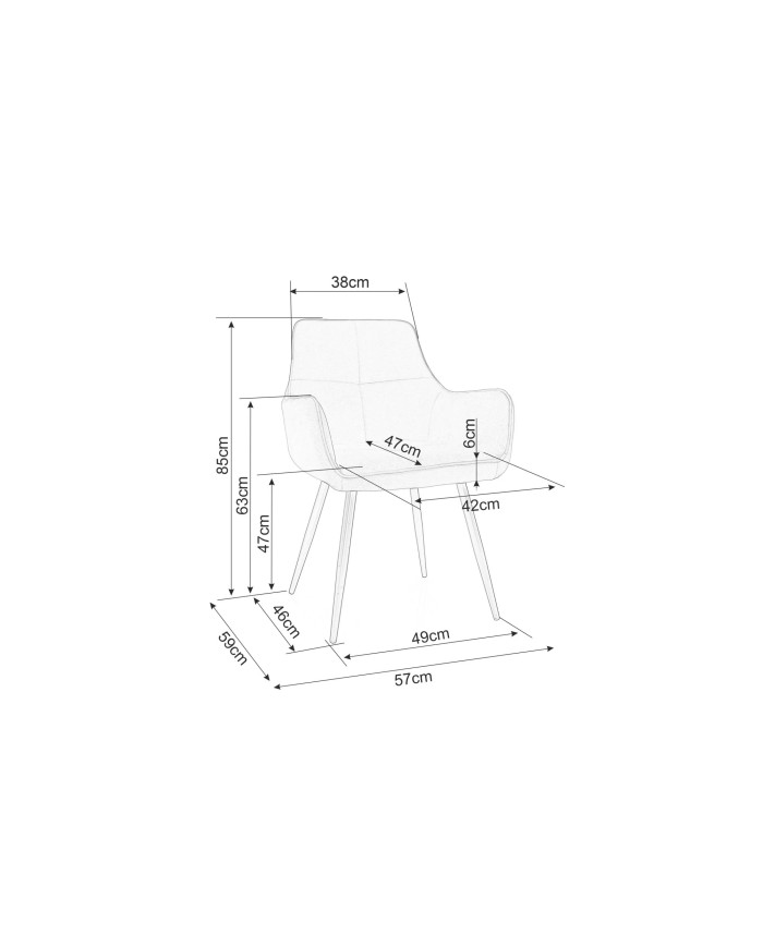 Chaise rembourrée en velours avec pieds en métal Figue