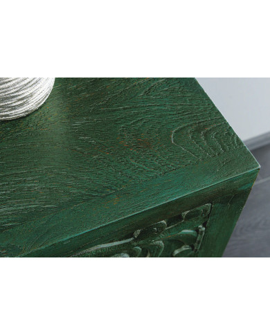 Buffet commode 4 portes 175 cm en bois de manguier aspect vert antique et pied doré fait main PALAZZO