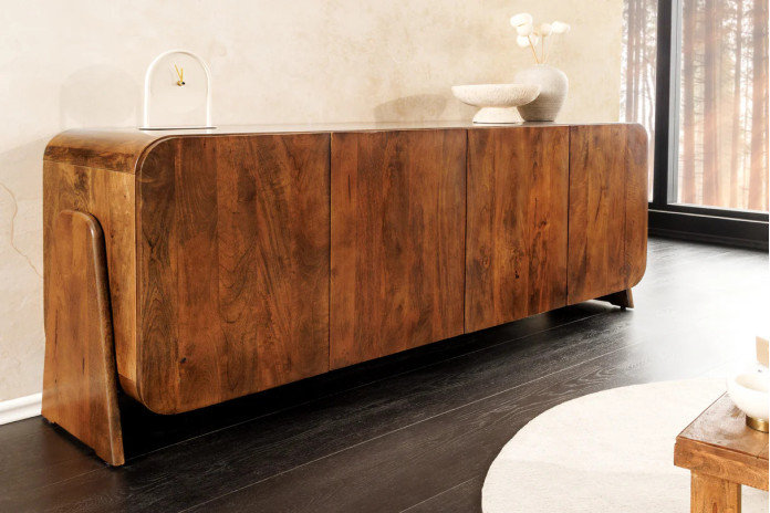 Buffet commode 4 portes 175 cm en bois de manguier marron Sierra