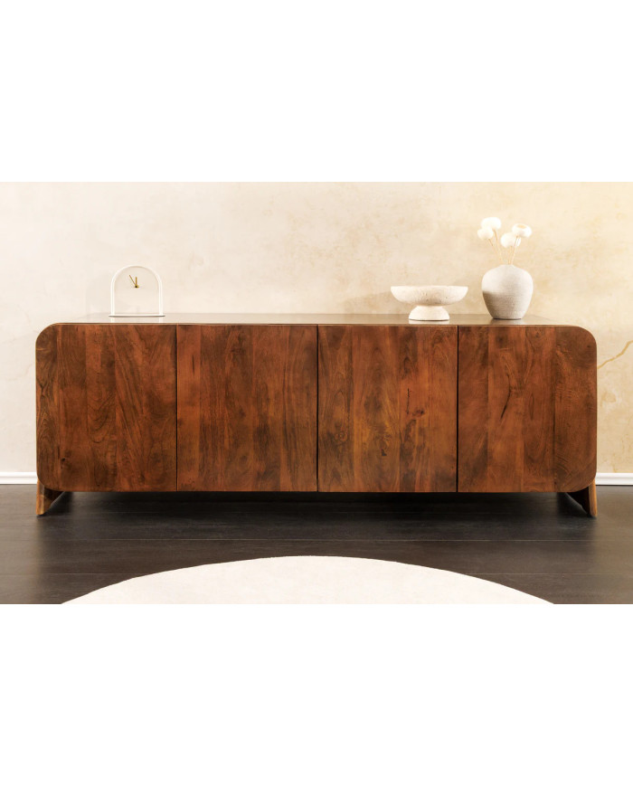 Buffet commode 4 portes 175 cm en bois de manguier marron Sierra
