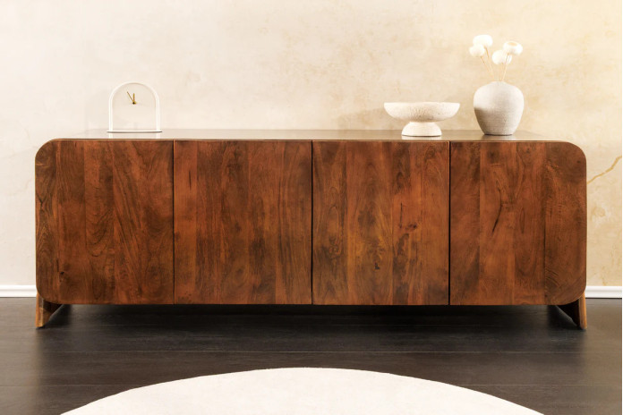 Buffet commode 4 portes 175 cm en bois de manguier marron Sierra