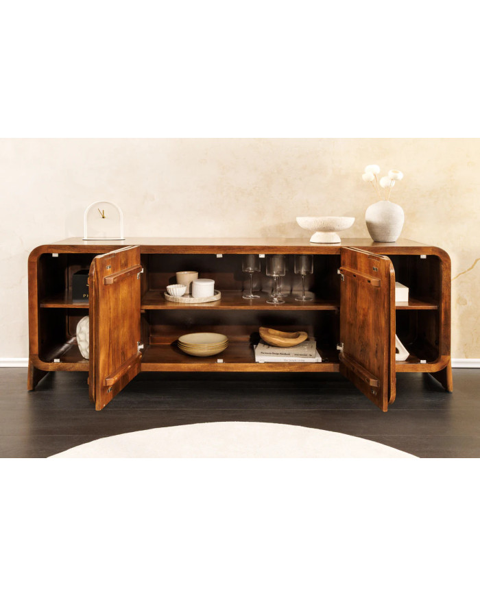 Buffet commode 4 portes 175 cm en bois de manguier marron Sierra