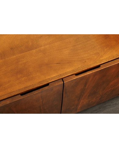 Buffet commode 4 portes 175 cm en bois de manguier marron Sierra