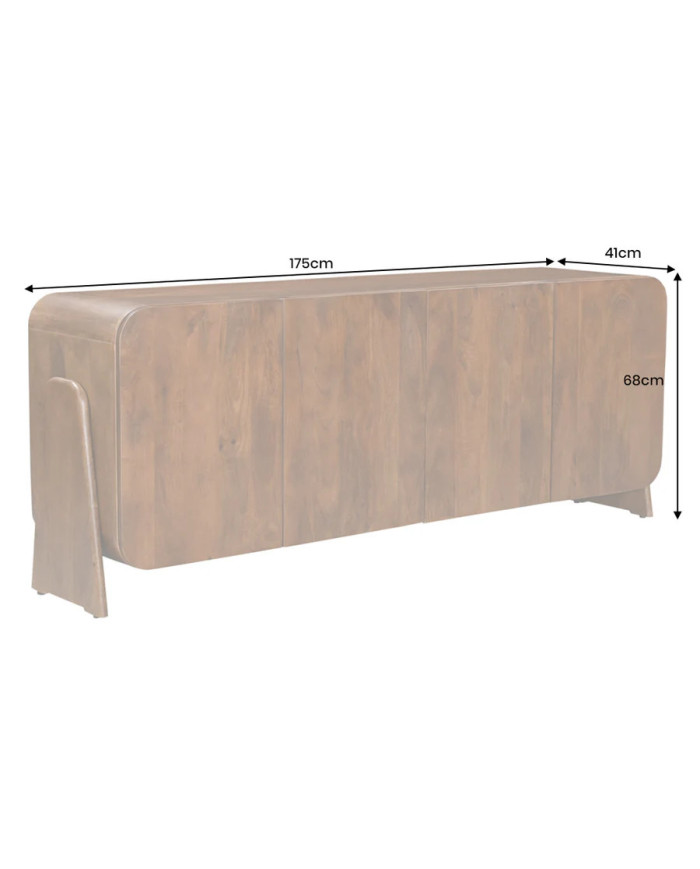 Buffet commode 4 portes 175 cm en bois de manguier marron Sierra