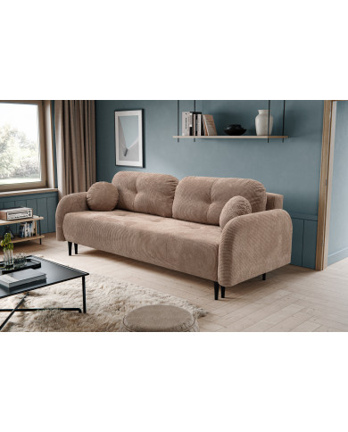 Canapé convertible avec coffre 230 cm Nuage - Design cocooning vintage & pratique