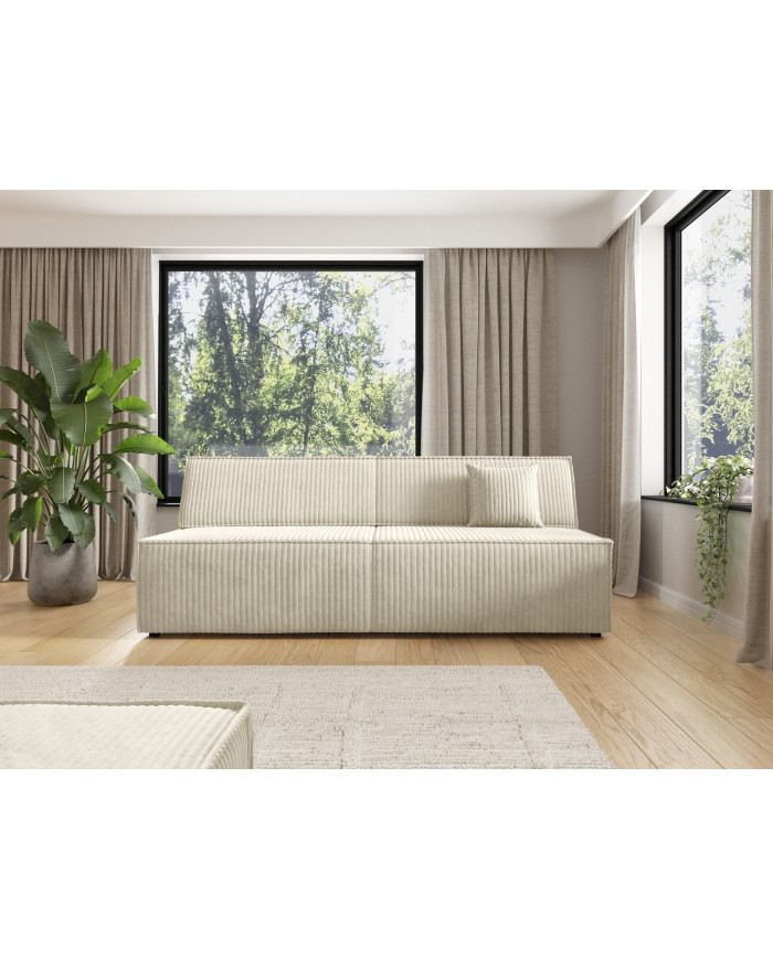 Canapé droit convertible couchage de 140x200 cm coffre 202 cm Soria