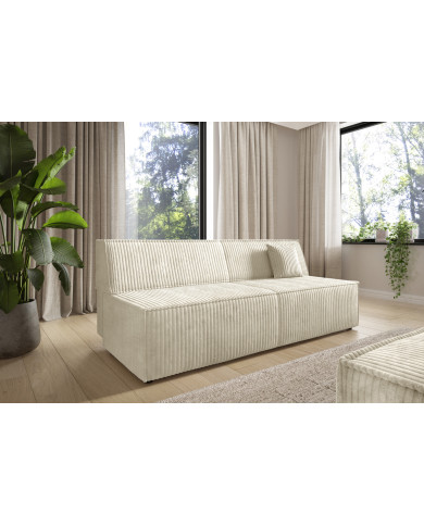 Canapé droit convertible couchage de 140x200 cm coffre 202 cm Soria