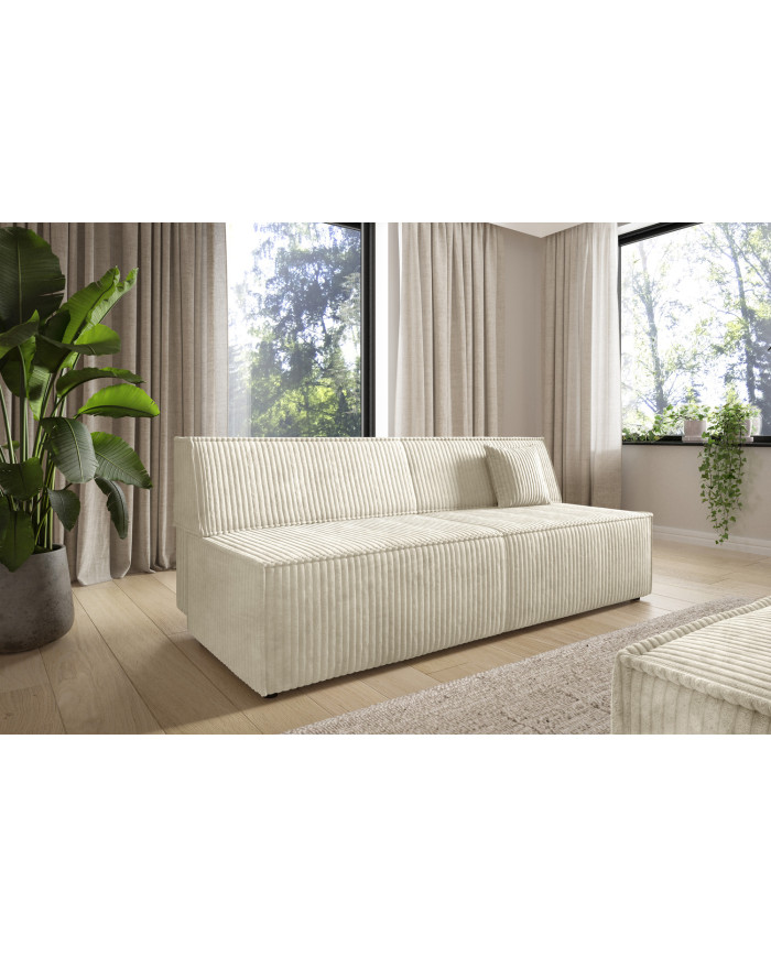 Canapé droit convertible couchage de 140x200 cm coffre 202 cm Soria