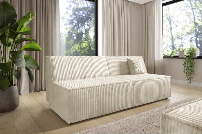 Canapé droit convertible couchage de 140x200 cm coffre 202 cm Soria