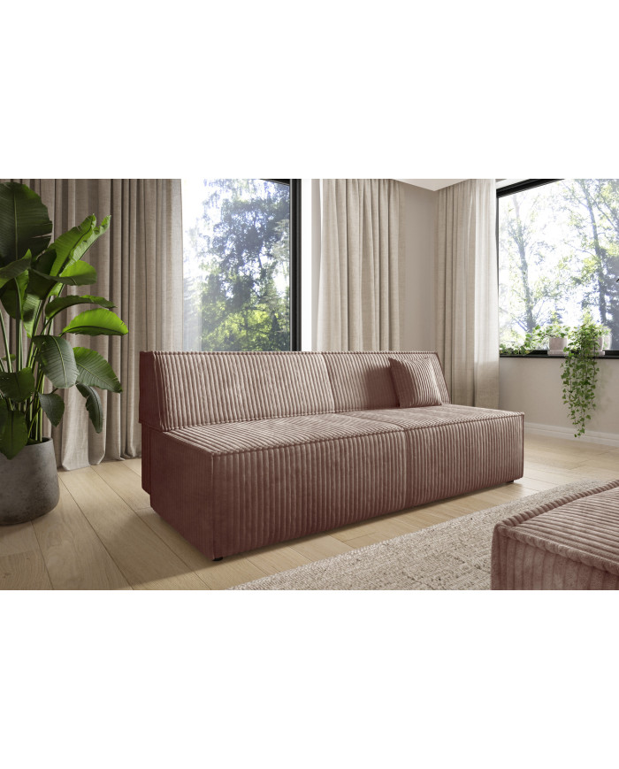 Canapé droit convertible couchage de 140x200 cm coffre 202 cm Soria