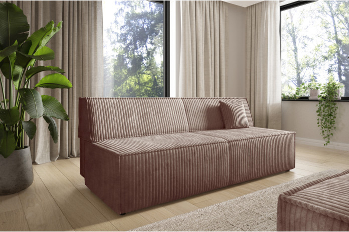Canapé droit convertible couchage de 140x200 cm coffre 202 cm Soria