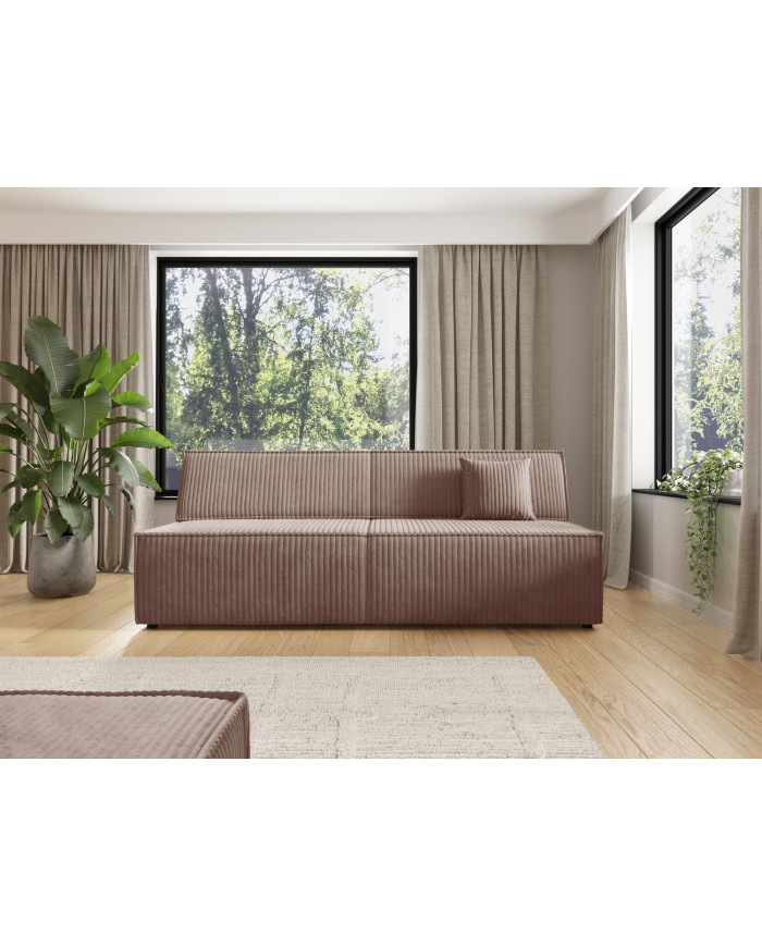 Canapé droit convertible couchage de 140x200 cm coffre 202 cm Soria