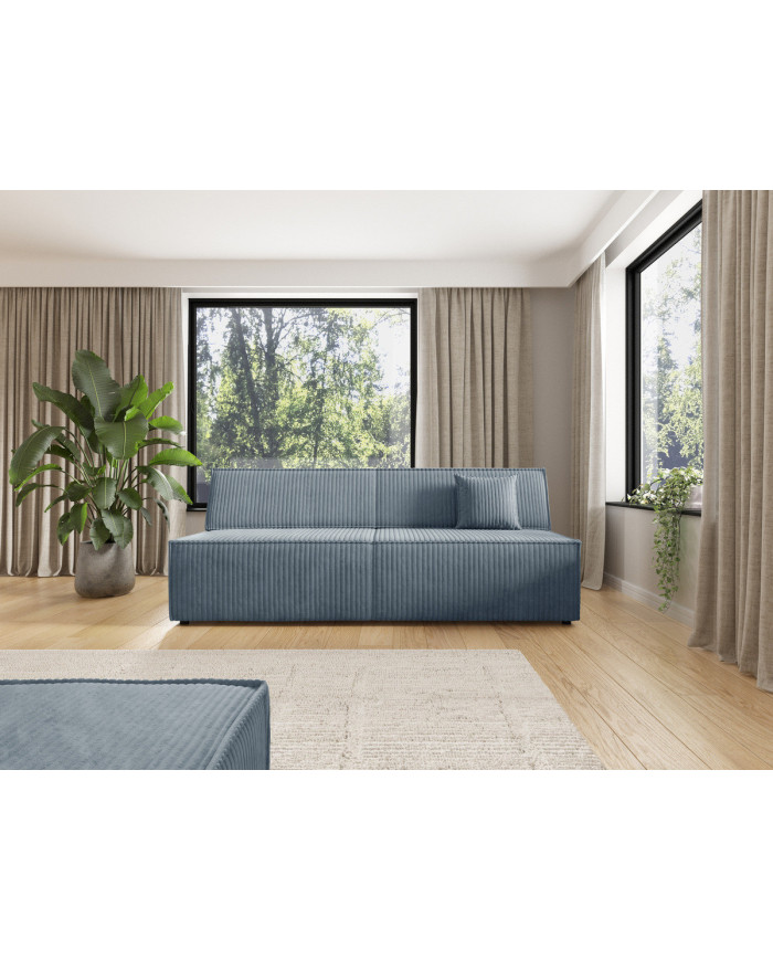 Canapé droit convertible couchage de 140x200 cm coffre 202 cm Soria