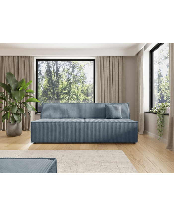 Canapé droit convertible couchage de 140x200 cm coffre 202 cm Soria