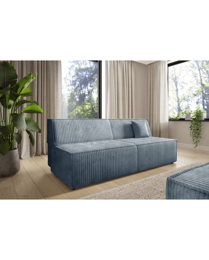 Canapé droit convertible couchage de 140x200 cm coffre 202 cm Soria