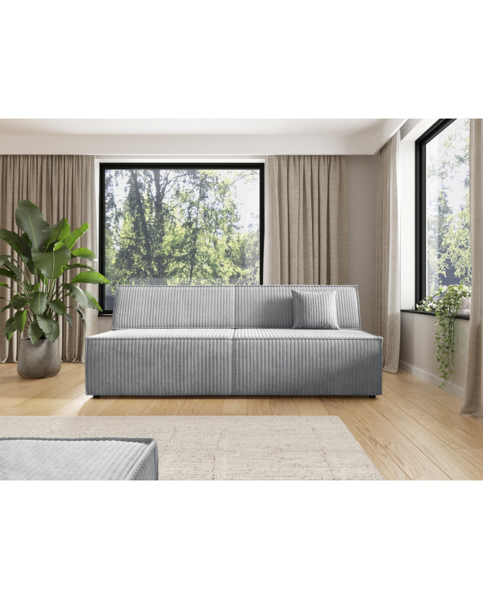 Canapé droit convertible couchage de 140x200 cm coffre 202 cm Soria