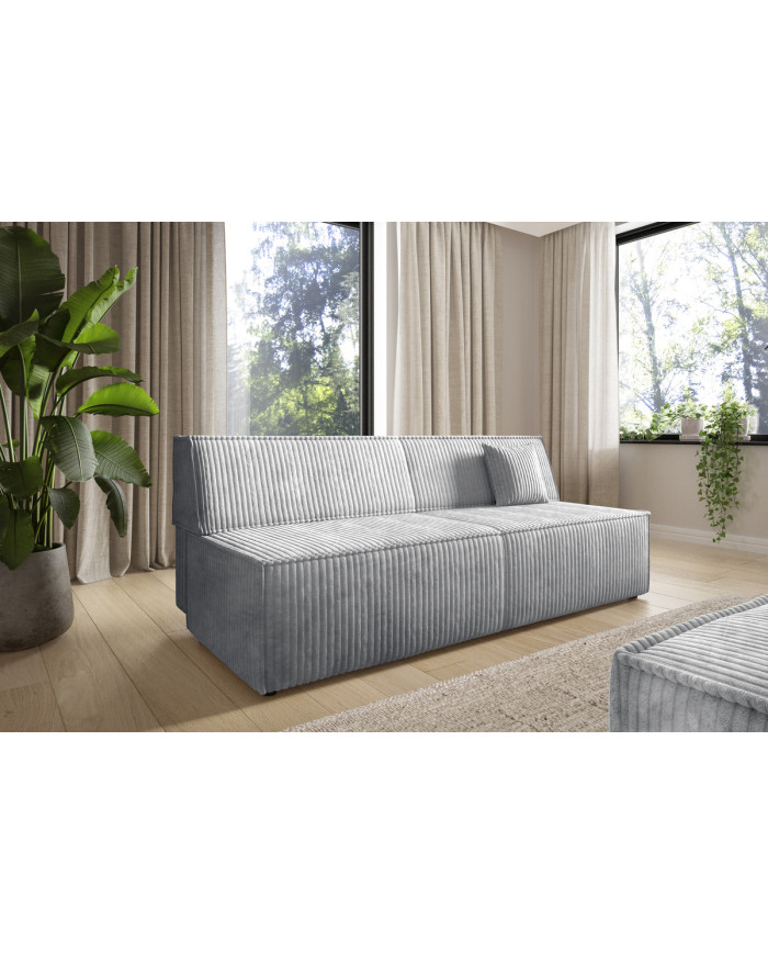Canapé droit convertible couchage de 140x200 cm coffre 202 cm Soria