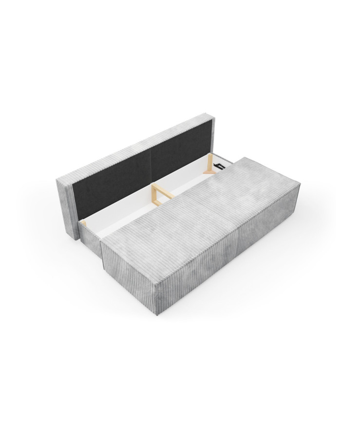 Canapé droit convertible couchage de 140x200 cm coffre 202 cm Soria