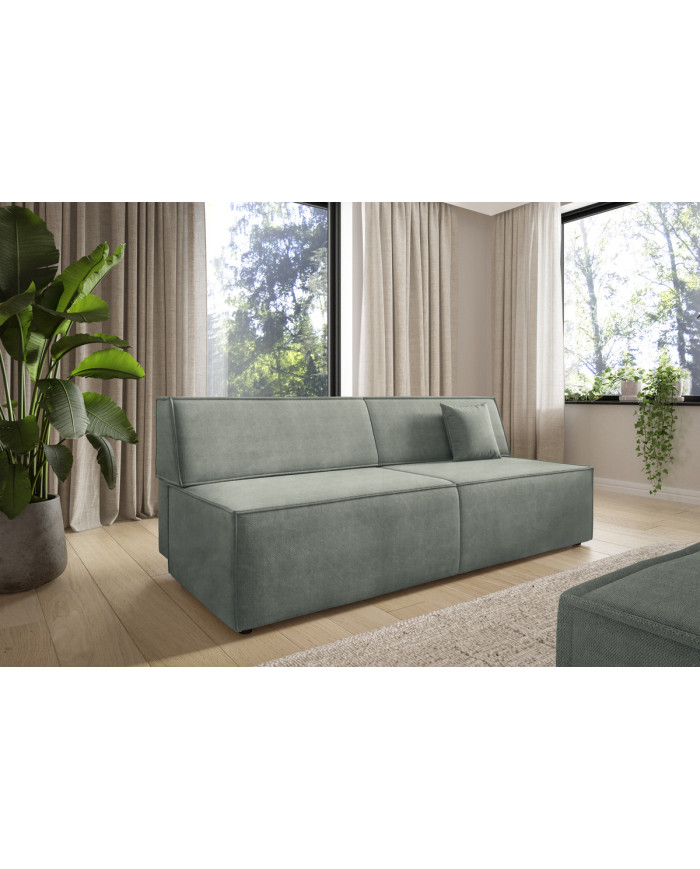 Canapé droit convertible couchage de 140x200 cm coffre 202 cm Soria