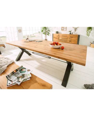 Table en bois de chêne sauvage huilé avec pieds en métal 200x100x76 cm Nordic X