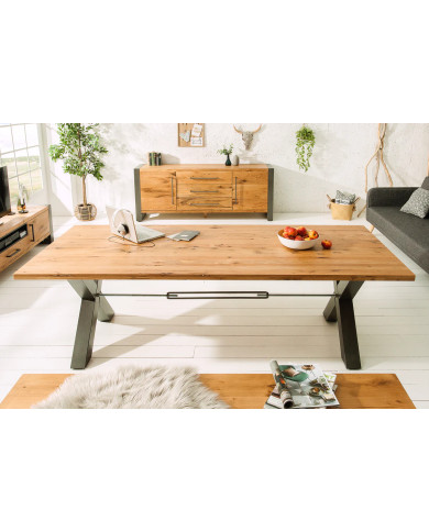 Table en bois de chêne sauvage huilé avec pieds en métal 200x100x76 cm Nordic X