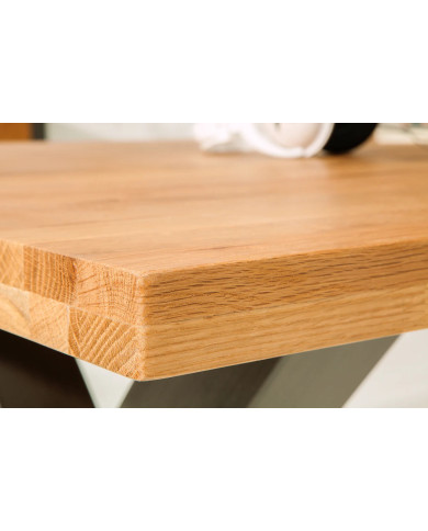 Table en bois de chêne sauvage huilé avec pieds en métal 200x100x76 cm Nordic X