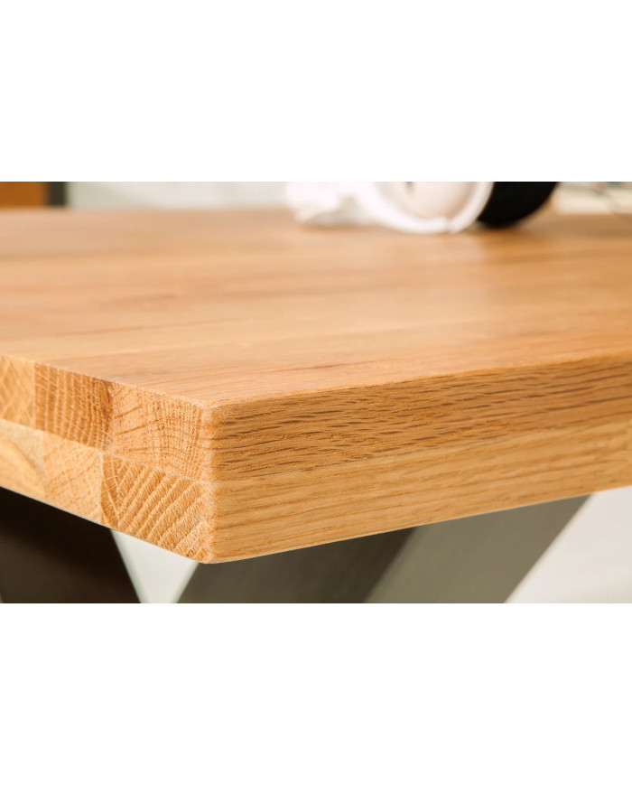 Table en bois de chêne sauvage huilé avec pieds en métal 200x100x76 cm Nordic X