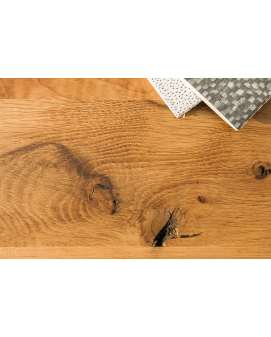 Table en bois de chêne sauvage huilé avec pieds en métal 200x100x76 cm Nordic X