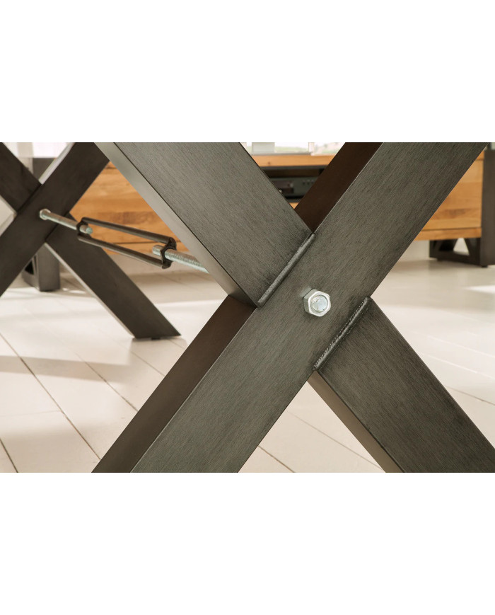 Table en bois de chêne sauvage huilé avec pieds en métal 200x100x76 cm Nordic X